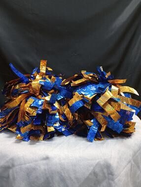 Set Blue/Gold Metallic Chasse Cheerleading Pom Poms